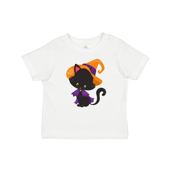 Inktastic Black Cat, Cat Wearing Witch Hat, Halloween Boys or Girls Baby T-Shirt