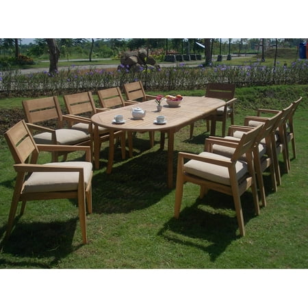 Large Outdoor Table And Chairs Teak Dining Set:8 Seater 9 Pc - Large 118