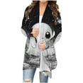 thumbnail image 3 of Kilaqueen Lightweight Cardigans for Women Trendy Open Front Halloween Cardigan Loose Long Sleeve Medium Length Coat Bat Pumpkin Graphic Fall Tunic Shirt, 3 of 7