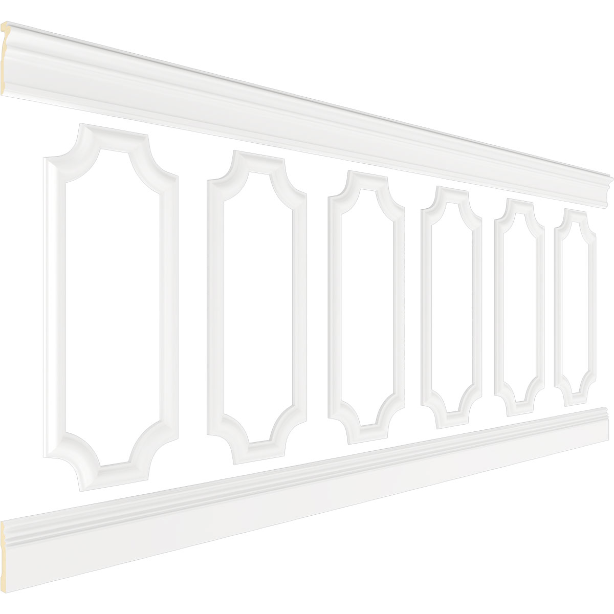 Ekena millwork 94 1/2"L (Adjustable 40"H to 44"H) Ashford Scalloped Panel Traditional Wainscot Paneling Kit