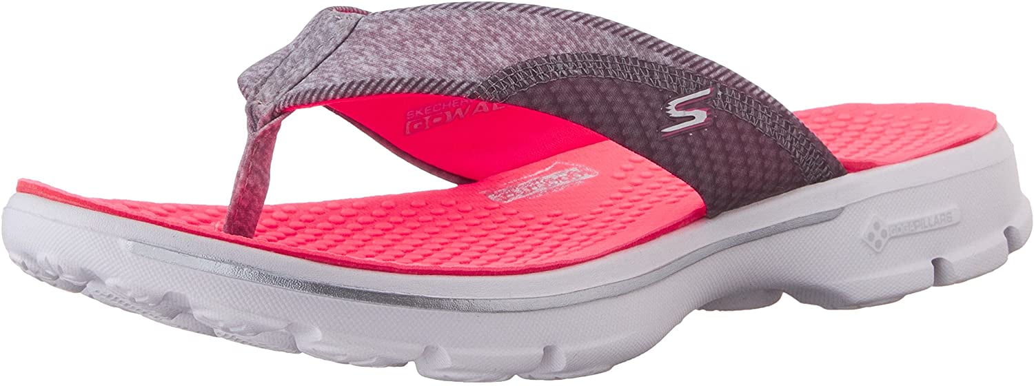 skechers performance women's go walk pizazz flip flop