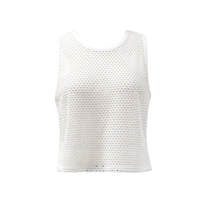 Ropa Playa Ocean Pacific para Mujer Top Tejido Corto Bies Contraste Cuello Redondo Blanco Talla EG
