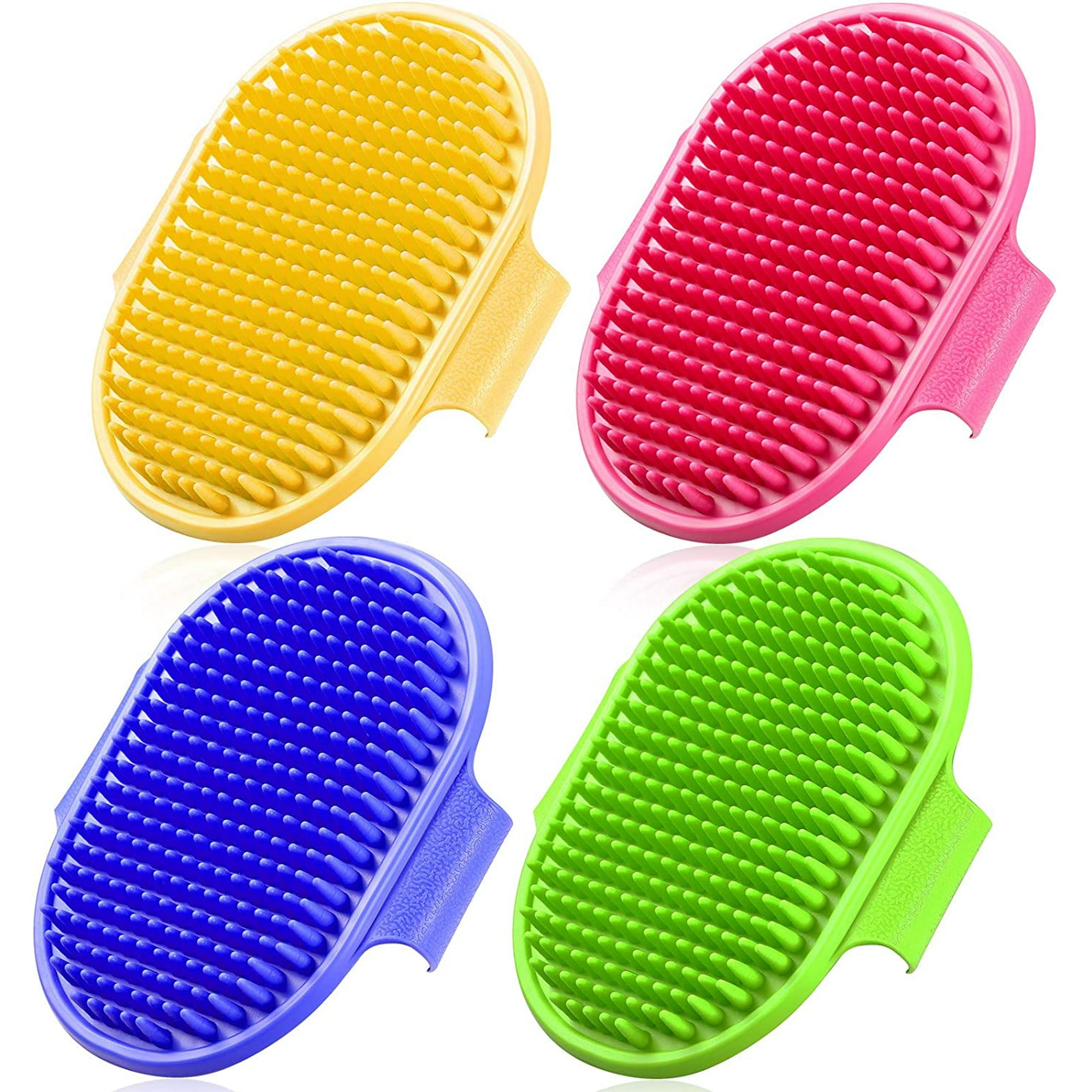Bqhagfte 4 Pieces Pet Bath Brush Dog Washing Brush Rubber Dog Brush Cat Grooming Brush Pet Shampoo Brush For Dogs And Cats With Short Or Long Hair