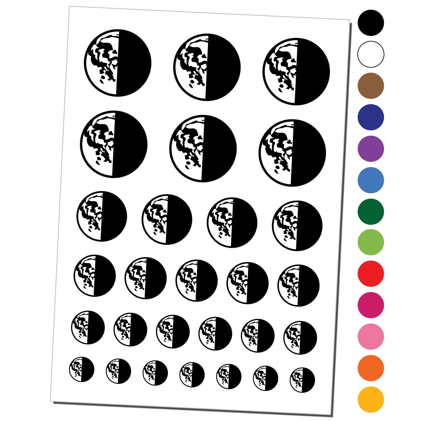 Third Last Quarter Moon Phase Water Resistant Temporary Tattoo Set Fake Body Art Collection