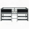 thumbnail image 6 of Gray Twin Size Low Loft Bed Equipped with Two Movable Shelves & Ladder, Decorative Guardrail Chalkboard - Spacious & Stable, 6 of 14