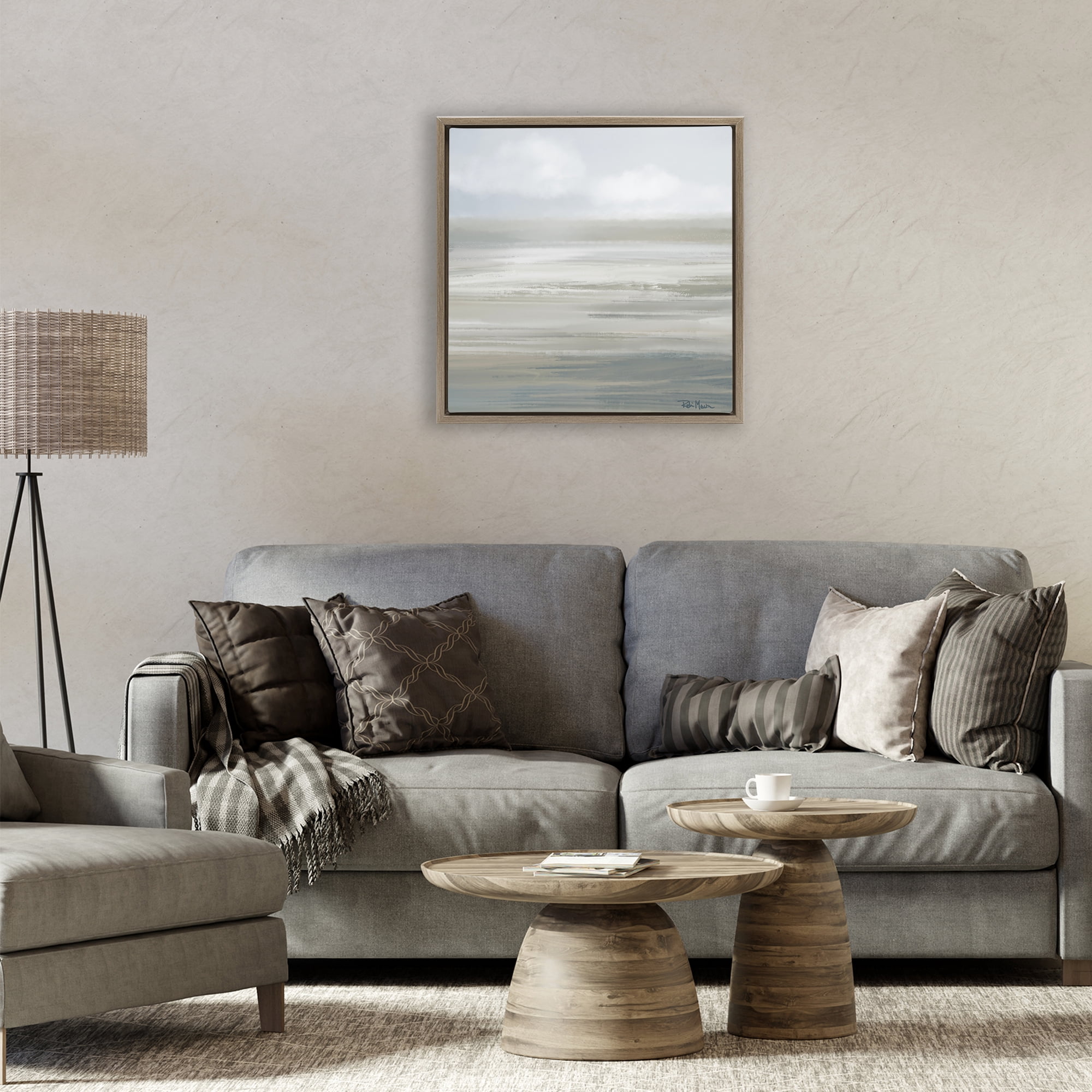 Stupell Industries Mid Afternoon Landscape Brown Framed Floater Canvas Wall Art, design by Robin Maria