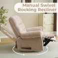 thumbnail image 5 of Swivel Rocker Recliner Chair with Massage and Heat, Chenille Swivel Glider Recliner for Adults, Beige, 5 of 7