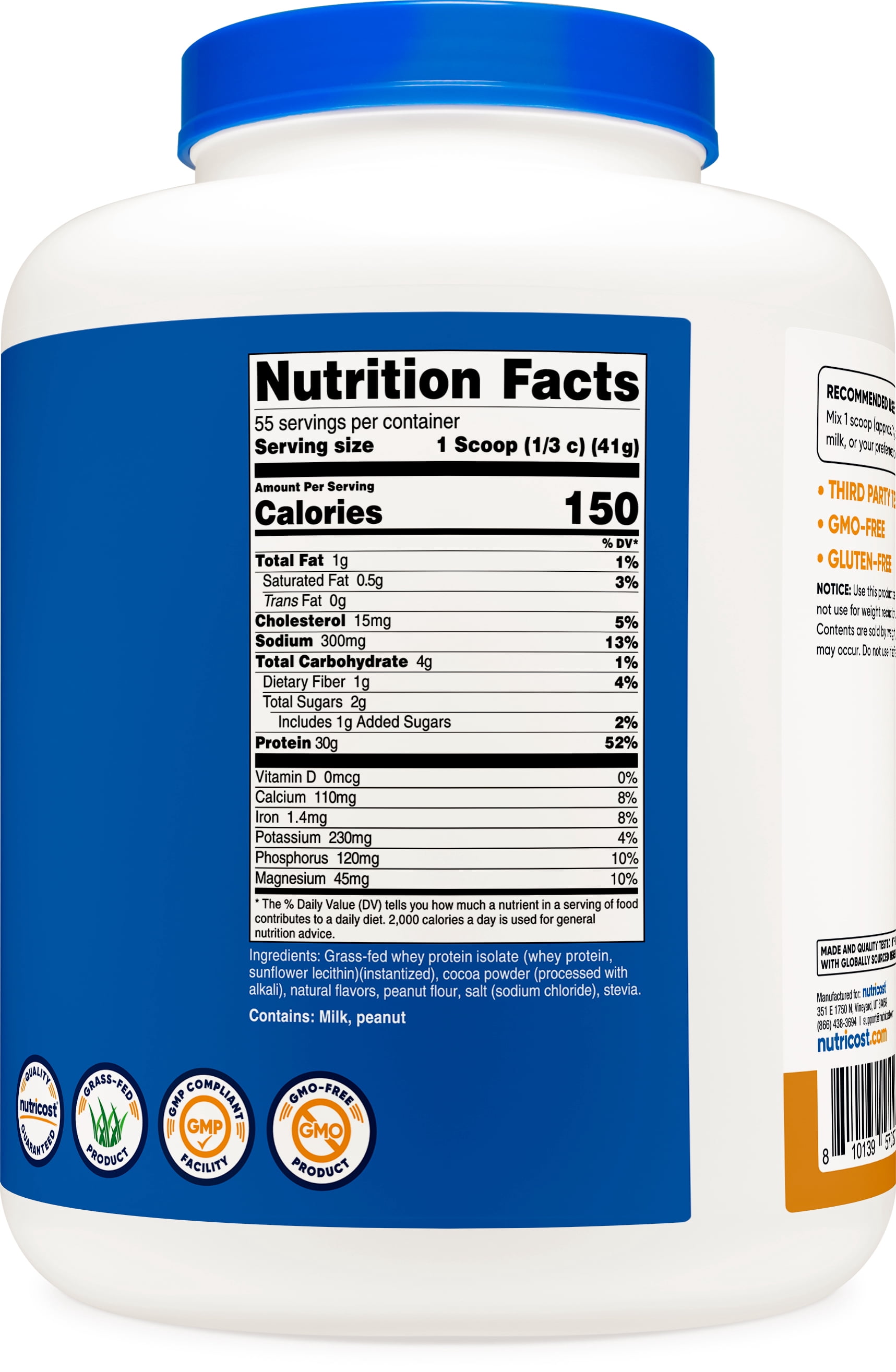 Nutricost Grass-Fed Whey Protein Isolate Powder 5LBS (Chocolate Peanut Butter) 55 Servings