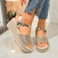 thumbnail image 2 of Rokment Espadrille Wedge Dress Sandals for Women 2026 Boho Beach Fahion Casual Braided Open Toe Platform Strappy Summer Shoes Gold Size 9, 2 of 7