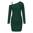 thumbnail image 4 of Brilliant Fall Dresses for Women 2024 Mini Wrap Cold Shoulder Bodycon Women's Sexy Solid Long Sleeve Metal Buckle Buttocks Slimming Dresses Green XXL, 4 of 6