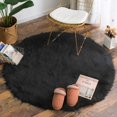 thumbnail image 3 of Faux Sheepskin Fur Area Rugs Round Fake Fur Throw Rug Fluffy Home Decor Living Room Floor Mat Circular Bedside Carpet for Bedroom Soft Circle Kids Play Mat for Nursery, 4ft Diameter, White, 3 of 5