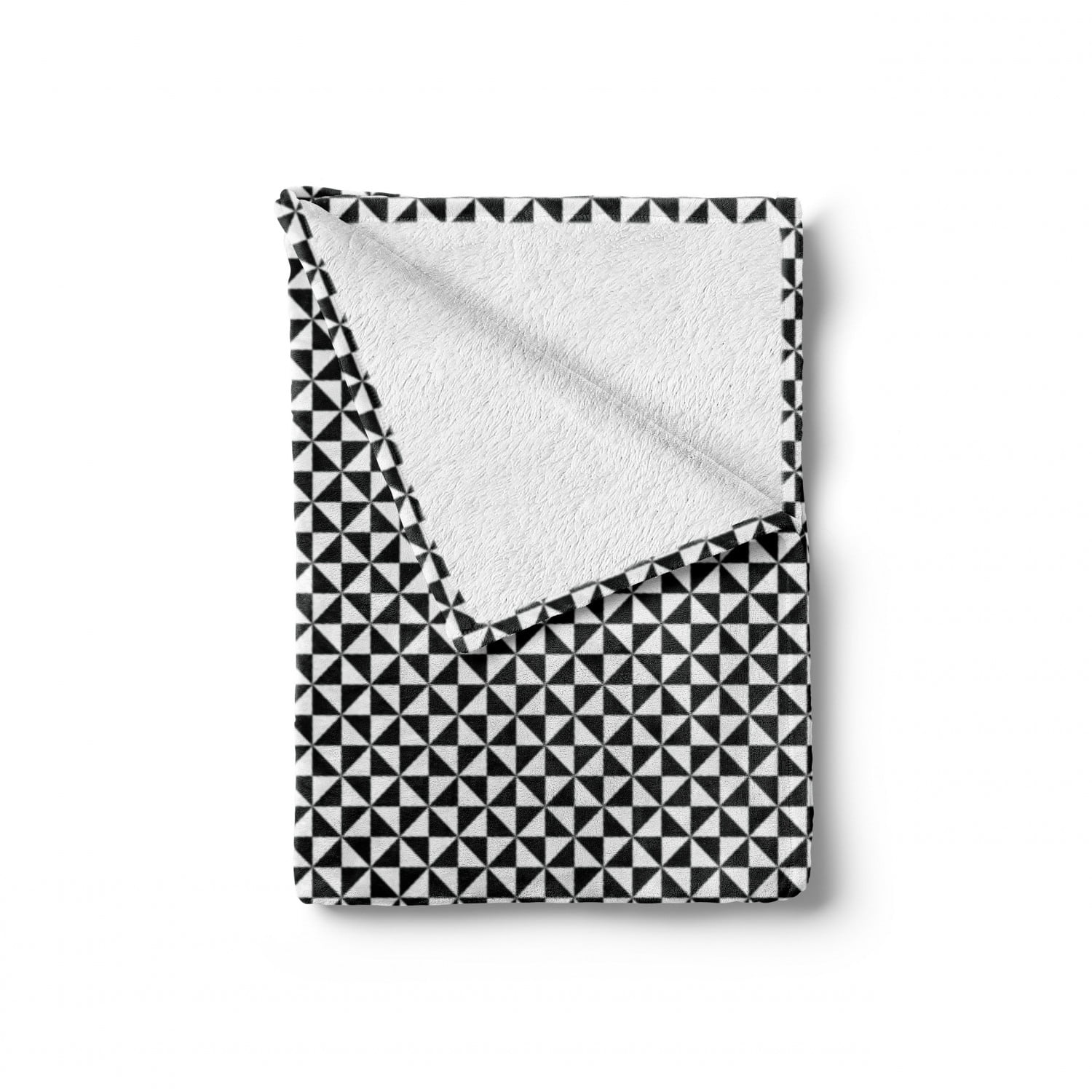 Black and White Cozy Plush for Indoor and Outdoor Use 70 x 90 2 Toned Triangles Forming Squares Contemporary Contrast Abstract Motif Ambesonne Pinwheel Soft Flannel Fleece Throw Blanket 