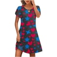 thumbnail image 2 of Viikei Women's Summer Dress Casual Short Sleeve Crew Neck Dress,Women's Casual Loose Summer Printed Short Sleeved Dress Black L, 2 of 5