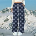 thumbnail image 2 of Fmbrln Polka Print Flannel Pajamas Pants for Women Fall Winter Thickened Fleece Warm Pajamas Pants Drawstring Elastic Waist Wide Leg Pajamas Pants Soft Comfy Home Sleepwear Pants with Pockets, 2 of 4