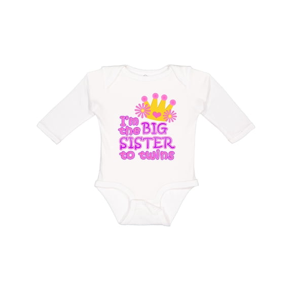 Inktastic I'm the big sister to twins. Girls Long Sleeve Baby Bodysuit