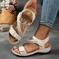 thumbnail image 3 of Rokment Orthopedic Walking Sandals for Women 2026 Summer Fashion Casual Comfortable Leather Open Toe Platform Wedge Low Heel Strappy Non Slip Work Sandals White Size 9, 3 of 7