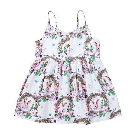 

Fesfesfes Toddler Newborn Baby Girls Dress Loose Vest Sun Dress Easter Bunny Floral Print Dress Princess Dress Outfits Clearance Under 10$
