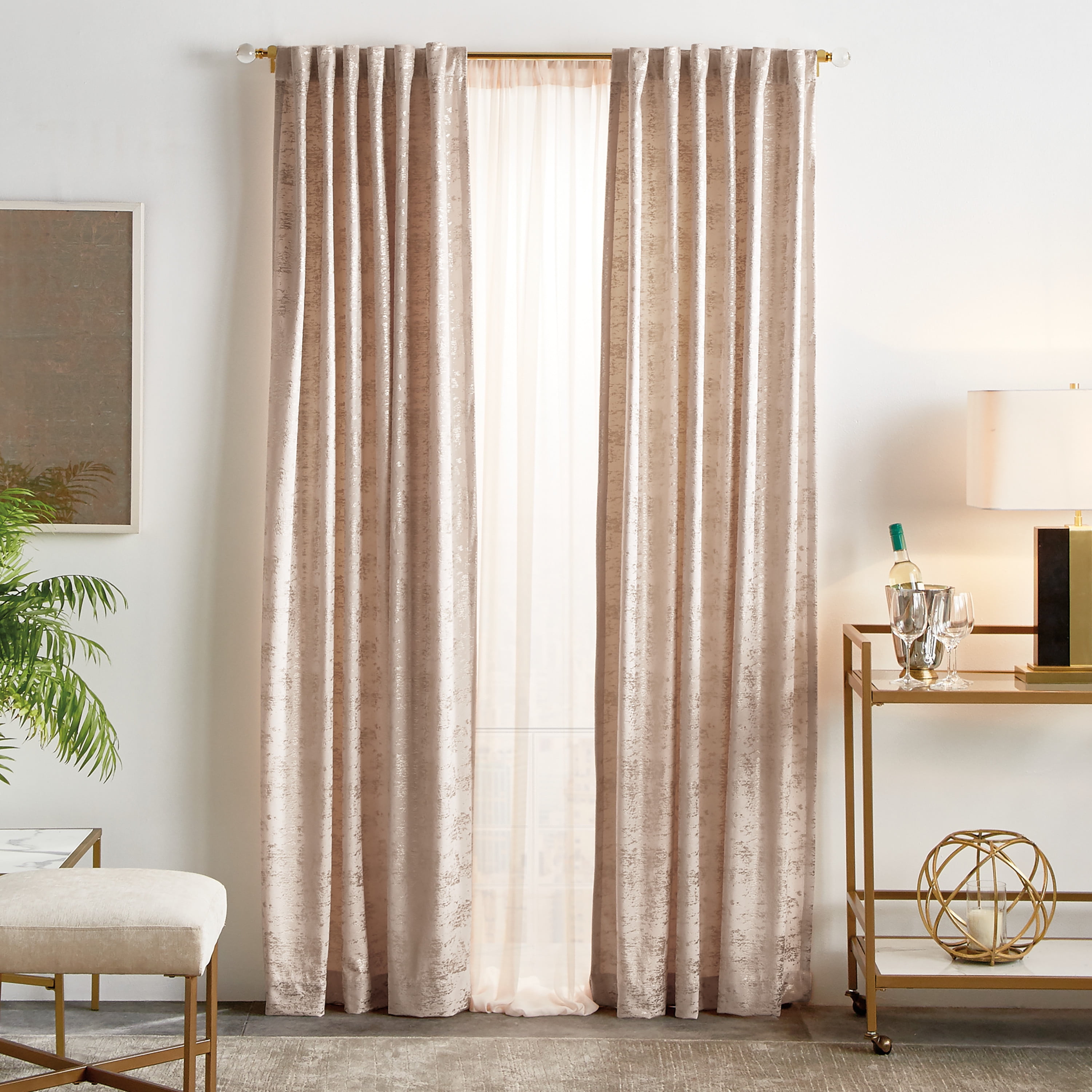 Martha Stewart Living Curtain FAUX SILK BACK Tab Panel TILLED SOI” Set Of 2 @ 