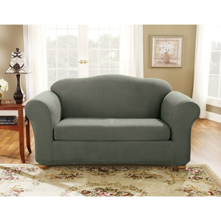 Sure Fit Stretch Suede 2-Piece Loveseat Slipcover