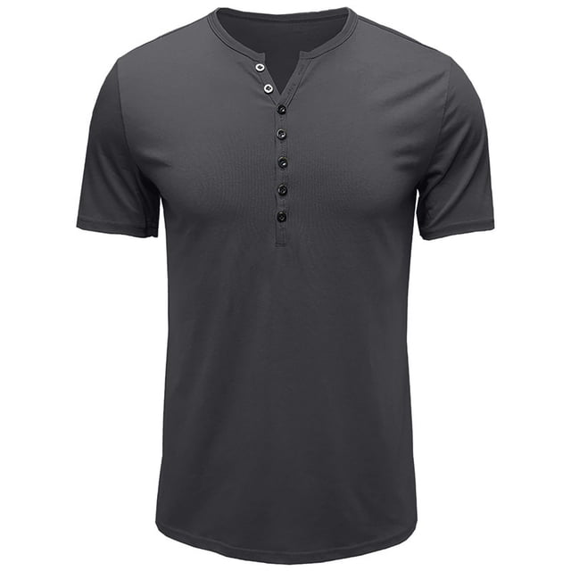 Chemises pour Hommes, Hauts Ajustés à Manches Courtes Col Rond Blouses à Manches Courtes Col Rond