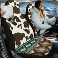 thumbnail image 2 of Pzuqiu Aztec Cow Print Car Seat Cover Front Soft Comfortable Car Seats Covers Front Only Anti-Slip Elastic Fabrics Auto Interior Covers Full Coverage Seat Protector Fit for Most Cars, 2 of 7