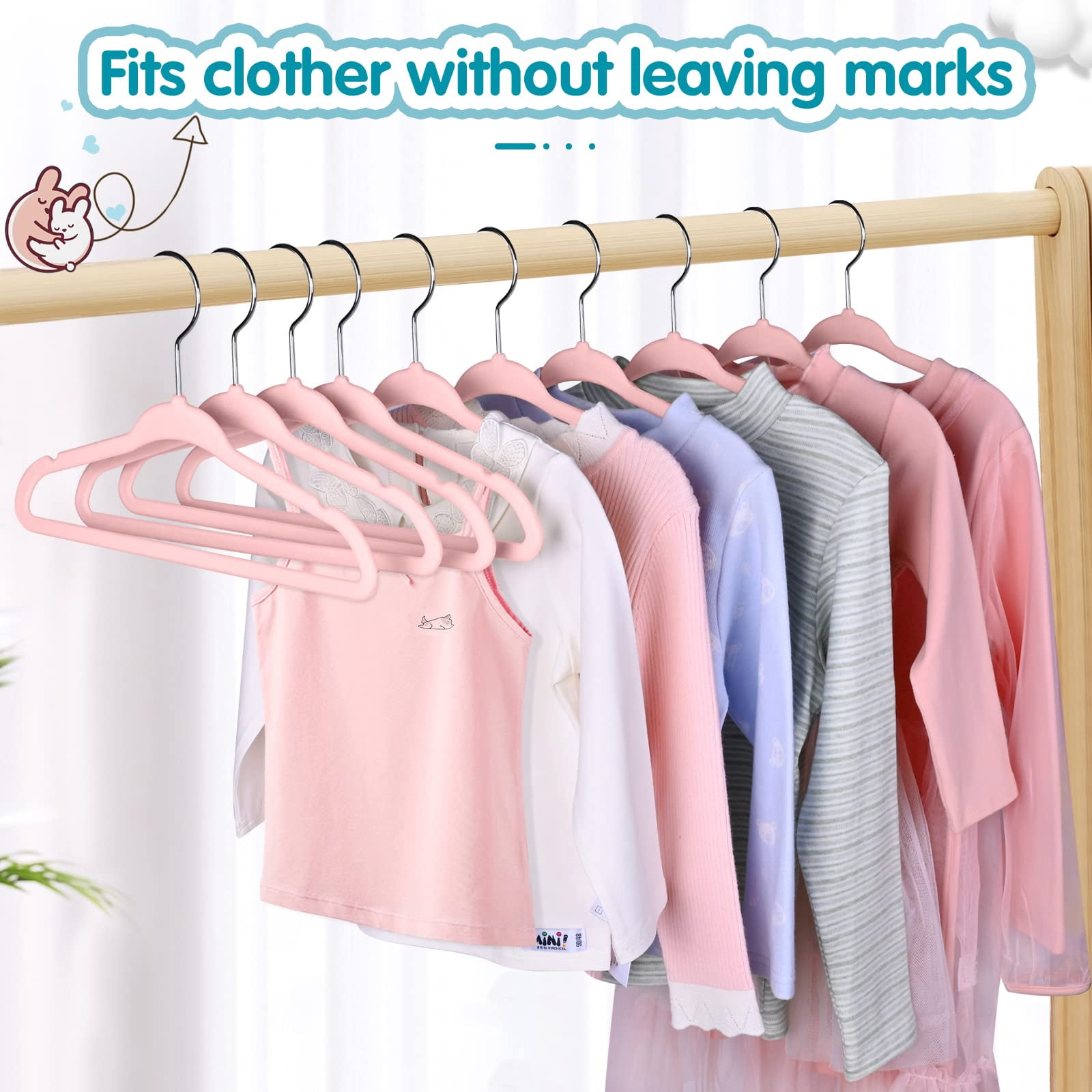 Children's Clothes Hangers Blush Pink Baby-50 Pack 11 Inches
