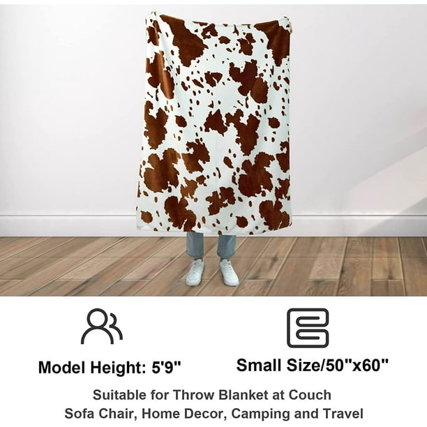 Brown Cow Blanket FFIY Cow Print Throw Blankets Lightweight Fleece Blanket with Cow Print for Couch Sofa Bedroom. 50x60 inch Perfect Cow Gift for Kids Adults. Walmart