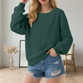 thumbnail image 2 of Fiaer,Women's Oversized Long Sleeve Crew Neck Loose Fit Casual Solid Sweatshirts Trendy Cozy Breathable Pullovers Dark Green XS, 2 of 4