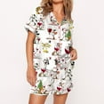 thumbnail image 2 of SheShow Winey Snowman Silky Casual Short Sleeve Pajama Set for Women, White, S, 2 of 3
