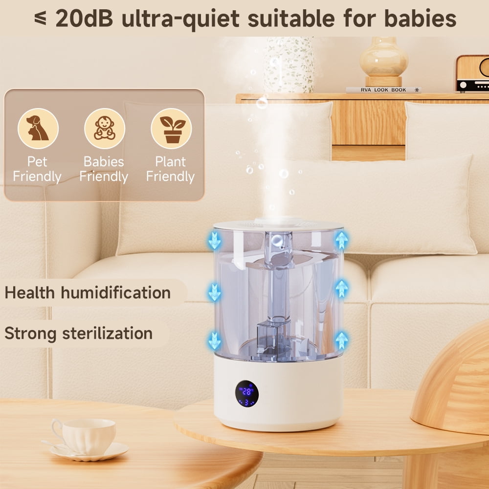 Large Room Humidifier with UV Sterilization, 7.8L Cool Mist Dual-Outlet Top Fill, Compatible for Bedroom, Baby Nurseries, Plant Rooms and Pet Areas