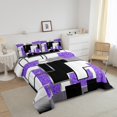 thumbnail image 3 of YST Purple Black Grey Toddler Comforter Set For Girls,Geometric Sequins Down Comforter Abstract Grids Bedding Set Geometry Square Checkered Bed Set Soft Lightweight For All Season, 3 of 6