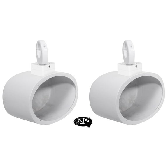 2) Rockville MAC69W 6x9" 360° Swivel White Aluminum Wakeboard Tower Speaker Pods