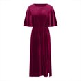 thumbnail image 5 of OSFVNOXV Evening Dresses for Women Formal Retro Velvet Dress Short Sleeve High Split Loose Flowy Maxi Dresses, 5 of 6