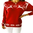 thumbnail image 1 of PENGXIANG Chandails de Noël Laids pour Femmes Col Roulé Manches Longues Imprimé Élan Flocon de Neige Hauts en Tricot Ample, 1 of 7