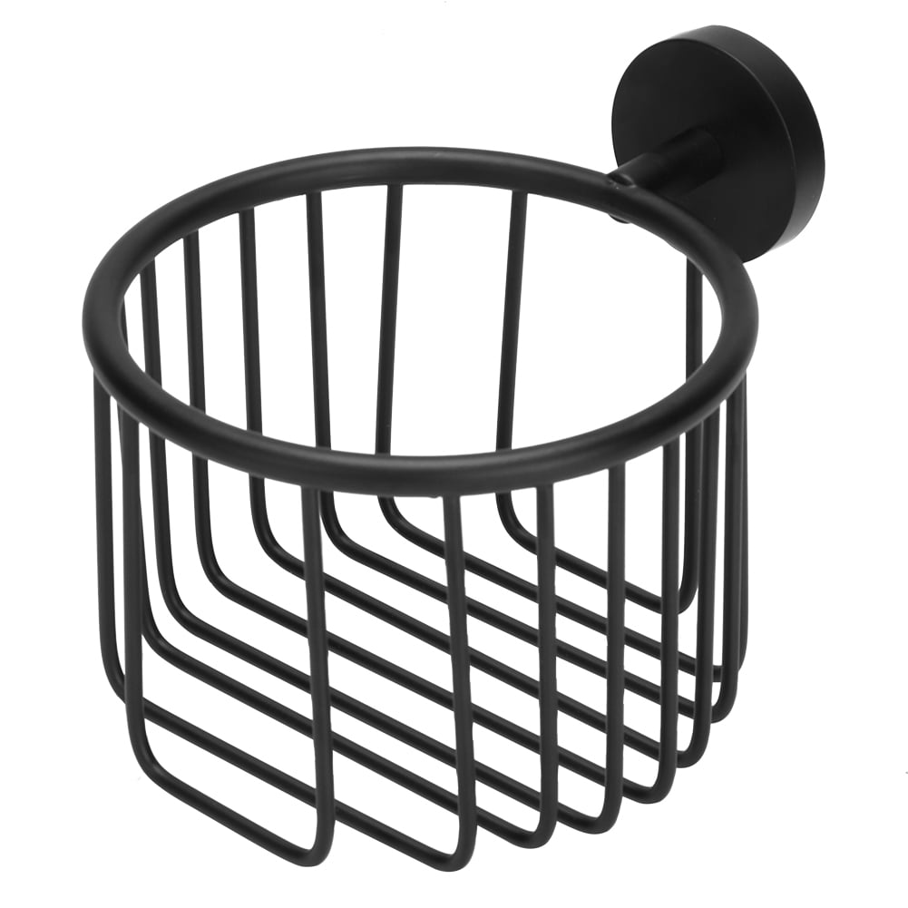 Wall Mounted Toilet Paper Holder Basket Roll Tissue Holder Home Hotel Bathroom AccessoriesBlack 14x10cm