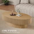 thumbnail image 7 of Gelloan 43.7" Olive Shape Wood Coffee Table, Modern Fluted Coffee Table for Living Room, Veneer Handcrafted Relief Tea Table with Sturdy Pedestal,Natural, 7 of 7