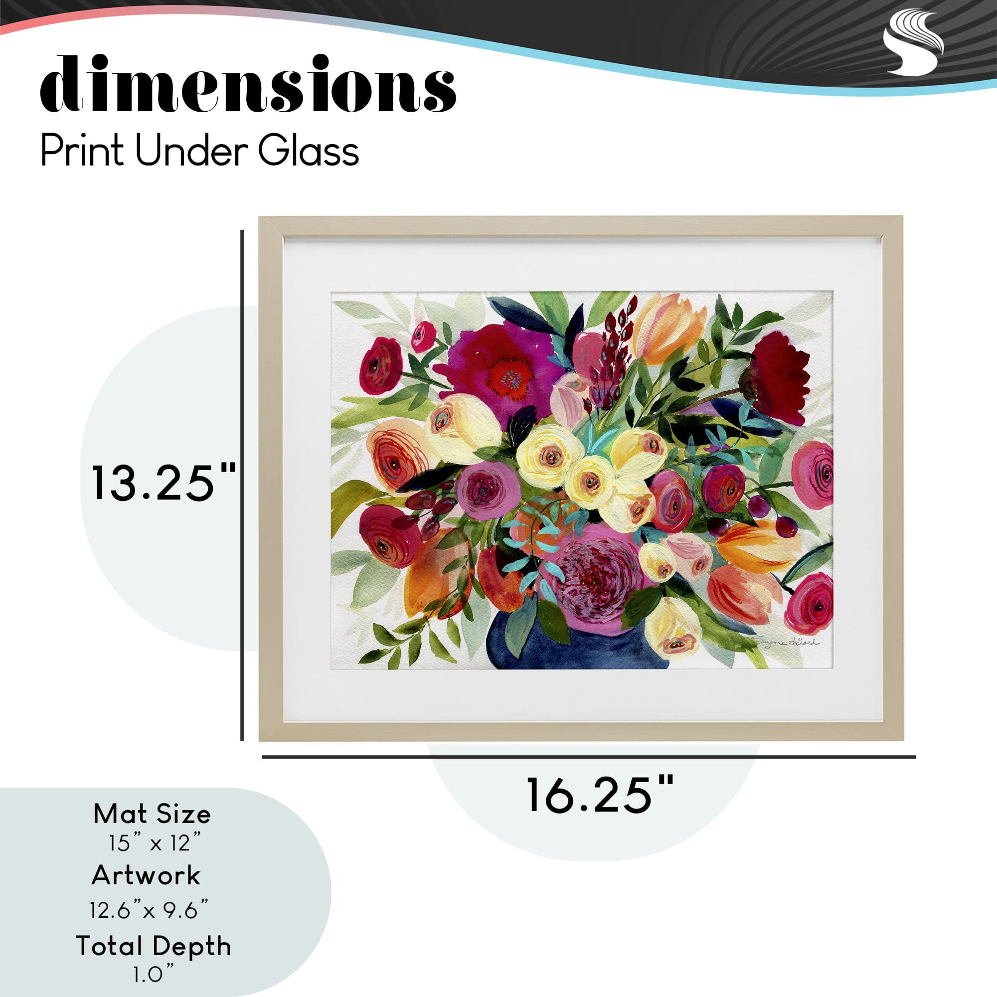 Stupell Industries Morning Joy Bouquet Birch Framed Print Under Glass, design by Suzanne Allard