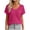Hot Pink, variant on Womens Summer V Neck Tops Short Sleeve Sweaters Knit Casual Plus Size Shirts Hollow out Lace Back with Drawstring Trendy Boho Tops