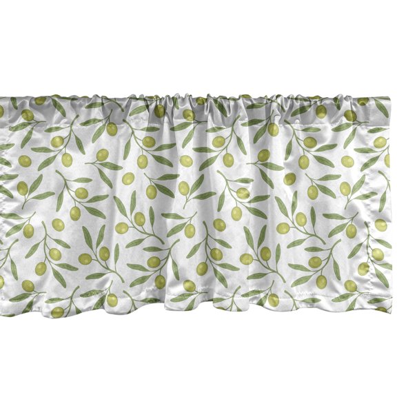 Ambesonne Green Abstract Valance Pack of 2, Pastel Olive Motif, 54"X18", White