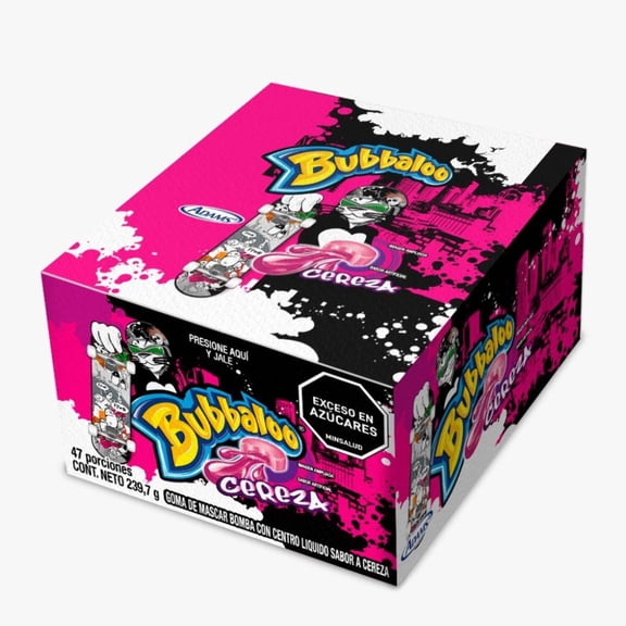Bubbaloo Adams Cereza - 47 Pack - 239.7g (8.46 oz) - Cherry-Flavored Bubble Gum with Juicy Filling