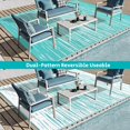 thumbnail image 3 of Findosom 9'x12' Waterproof Stripe Outdoor Rug, Foldable Reversible Plastic Straw Rug, Large Patio Rug for Outdoors, RV, Patio, Backyard, Deck, Picnic, Beach, Camping Blue, 3 of 6