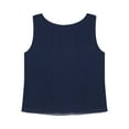 thumbnail image 4 of Yartina Womens Summer Dressy Chiffon Blouses Round Neck Sleeveless Tunic Tops Office Work Shirts Top Navy Blue 3XL, 4 of 5