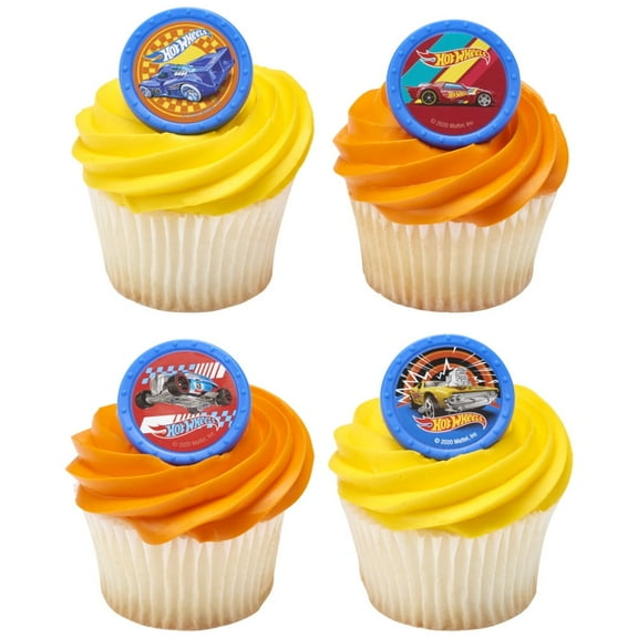 Wheels Challenge Accepted Cupcake Rings – 12 Pack Racing Party Cupcake Toppers with 4 Designs