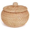 thumbnail image 1 of Rattan Round Basket with Lid, Rattan Storage Basket with Lid, Bread Food Basket Fruit Snacks Basket, 1 of 5