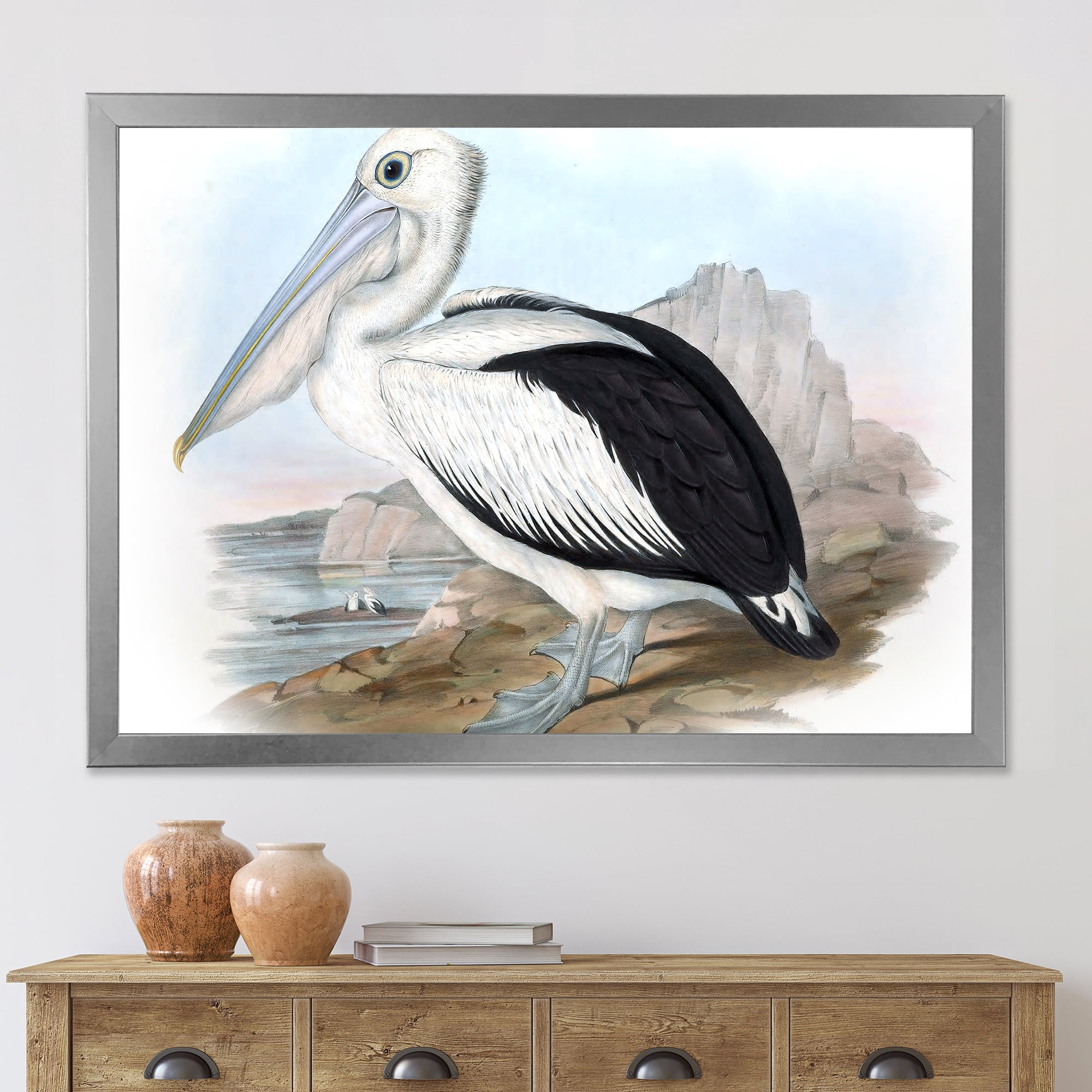 Designart 'Ancient Australian Birds VIII' Traditional Framed Art Print