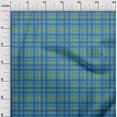 thumbnail image 2 of oneOone Cotton Jersey Teal Blue Fabric Madras Check Dress Material Fabric Print Fabric By The Yard 58 Inch Wide, 2 of 4