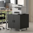 thumbnail image 2 of Metal File Cabinet with Wheels, Rolling Printer Station for Home Office, Heavy Duty Storage Cabinet with Adjustable Shelf, Large Office mobile Cabinet for Fax, Scanner, Copier, Black, 2 of 9