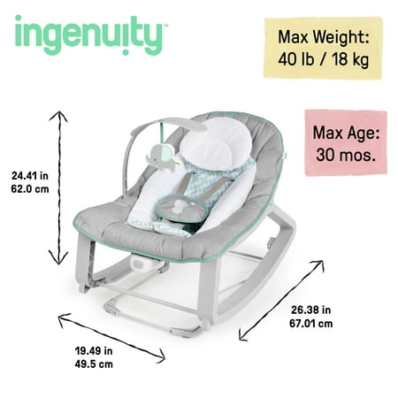 Ingenuity Keep Cozy 3-in-1 Vibrating Infant & Toddler Baby Bouncer and Rocker Chair, Multicolor
