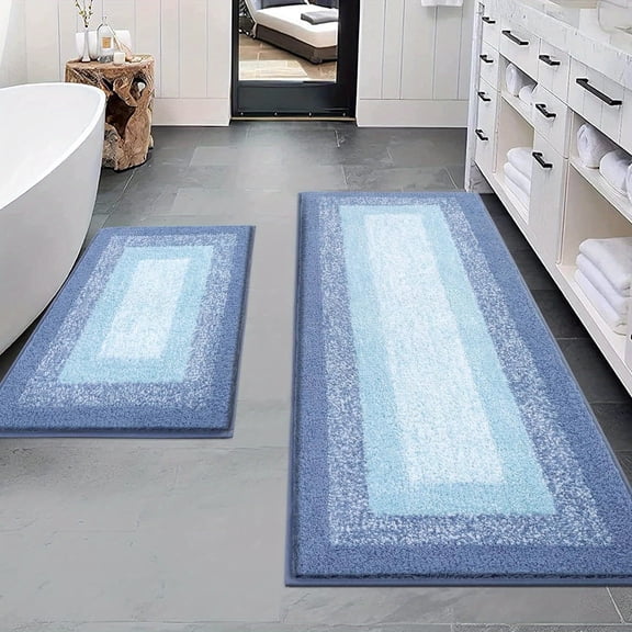 Comfortable Bathroom Rug Set 2pcs, Anti-Slip Absorbent Plush Shaggy Bath Mat Home Decor, Soft Shaggy Absorbent Microfiber Bath Rugs Machine Washable Bath Mat for Bathroom