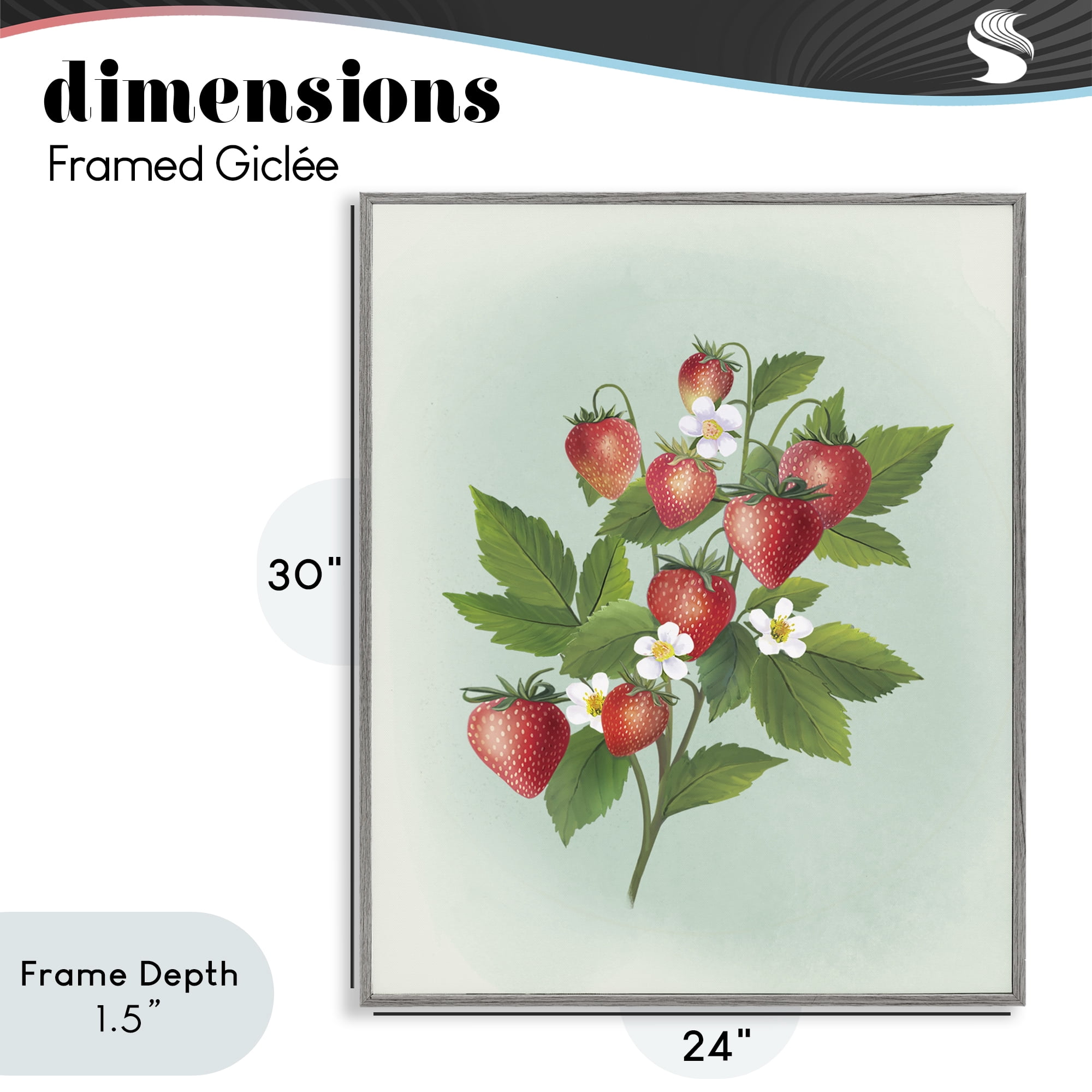 Stupell Industries Vintage Strawberry Bundle Gray Framed Giclee Art, design by Diane Neukirch